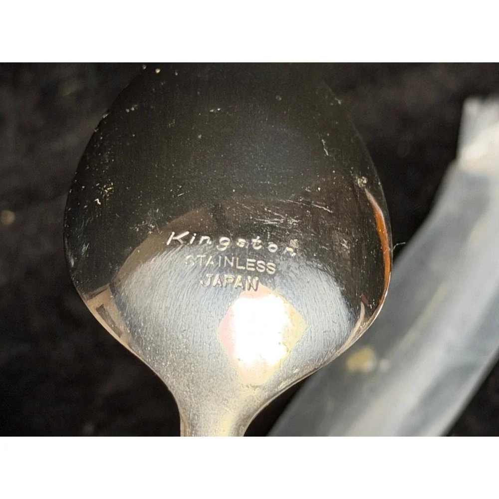 Kingston Stainless-Soup Spoons, Set of 4 Mid Century Modern Two Tone 7.5 in, NEW